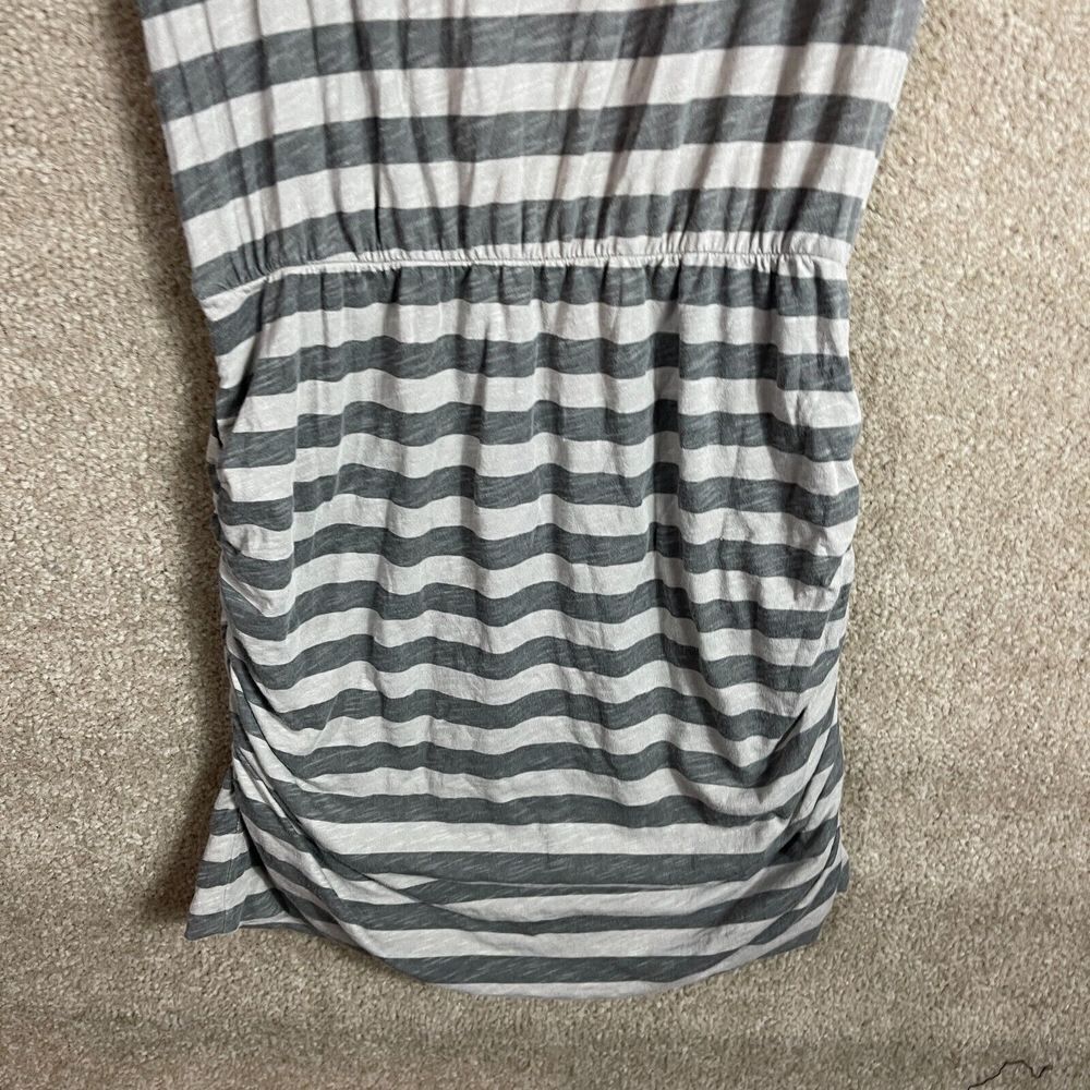 Sundry Sheath Dress Womens Size 3 L Gray Striped Long Sleeve Stretch Side Ruched - Picture 4 of 10
